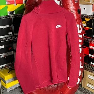 Nike tech fleece high collar hoodie, maroon, size S